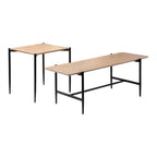 Jessie - Lot De 2 Tables Basses Gigognes - Chêne & Pieds Métal - Noir