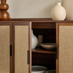 Jetson - Buffet 3 Portes - Tissu & Noyer