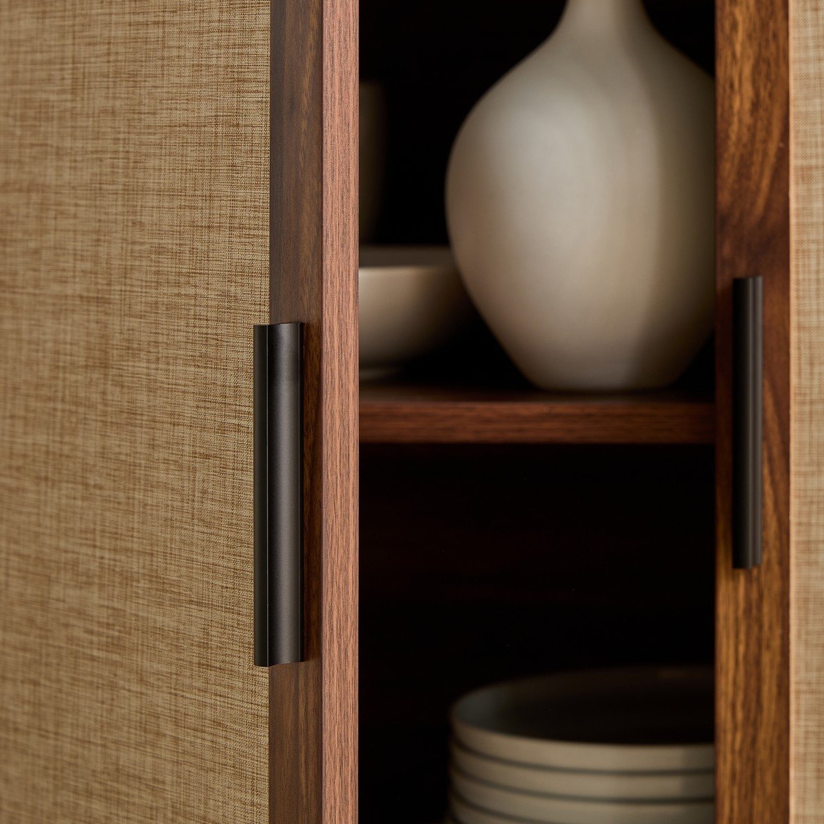 Jetson - Buffet 3 Portes - Tissu & Noyer