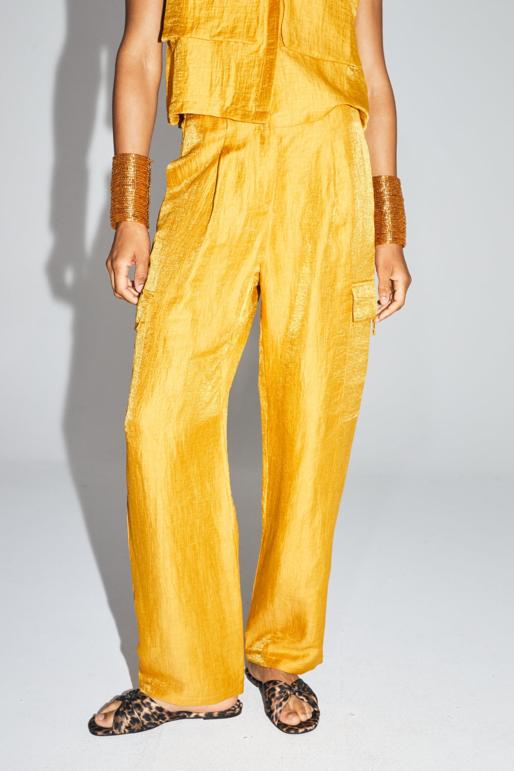 Pantalones Ryder De Lino Ocre Brillante Hecho En Italia