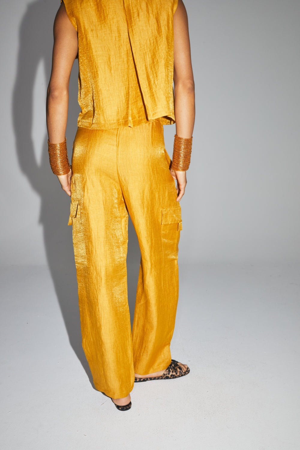 Pantalones Ryder De Lino Ocre Brillante Hecho En Italia