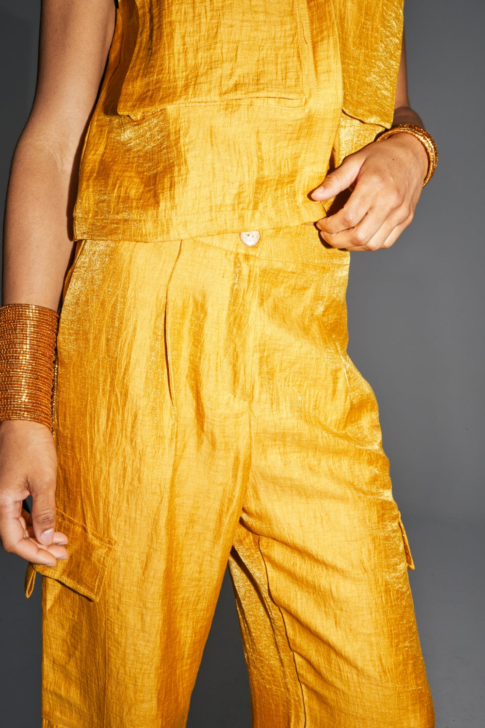 Pantalones Ryder De Lino Ocre Brillante Hecho En Italia