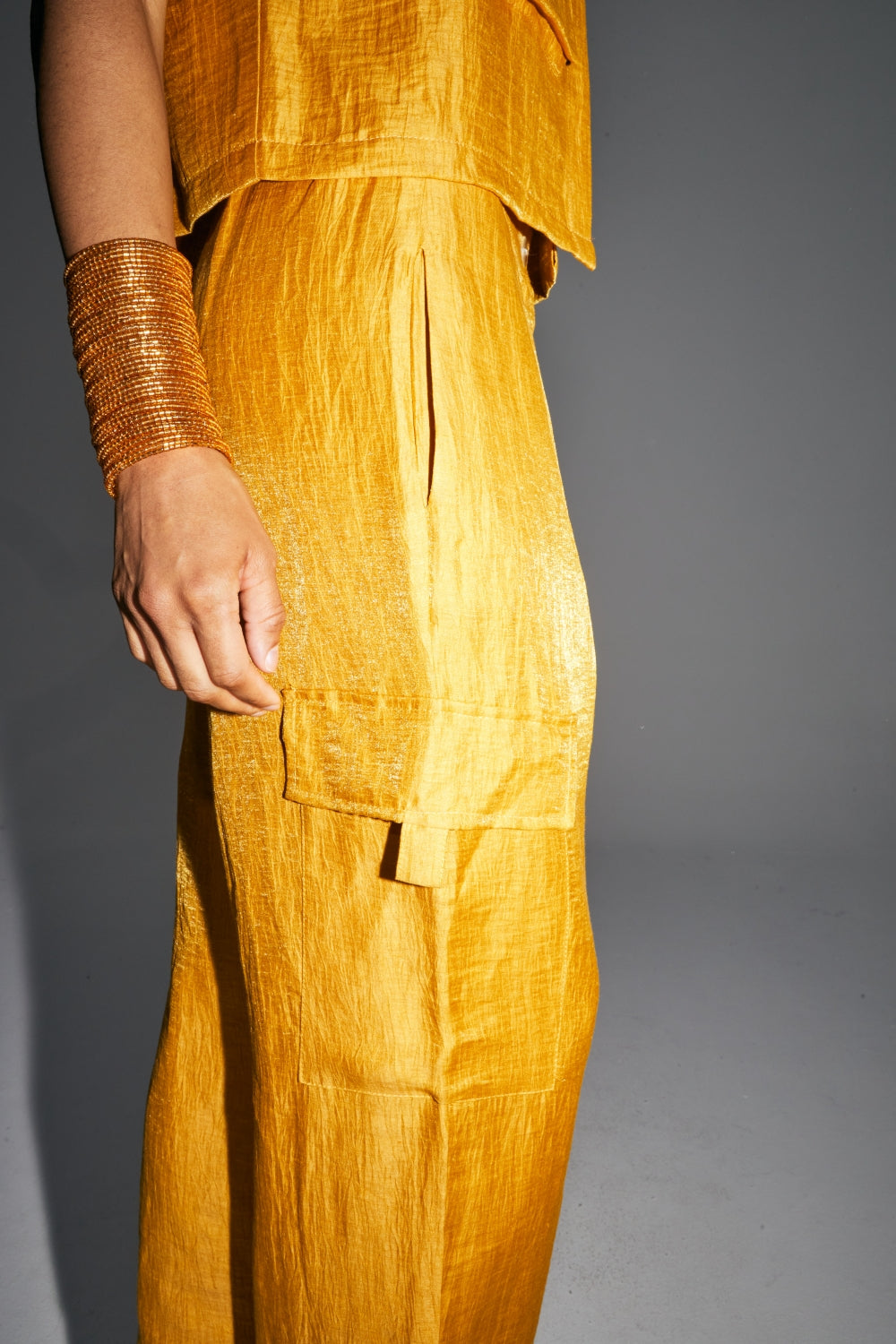 Pantalones Ryder De Lino Ocre Brillante Hecho En Italia