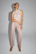 The Edwin Geo Knit Openwork Trousers Gold Burgundy Made In Italy