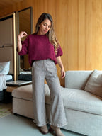 Gabriel checked wide-leg trousers with frills