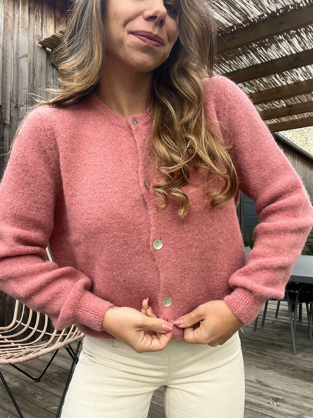 Léonie dusty pink wool knit