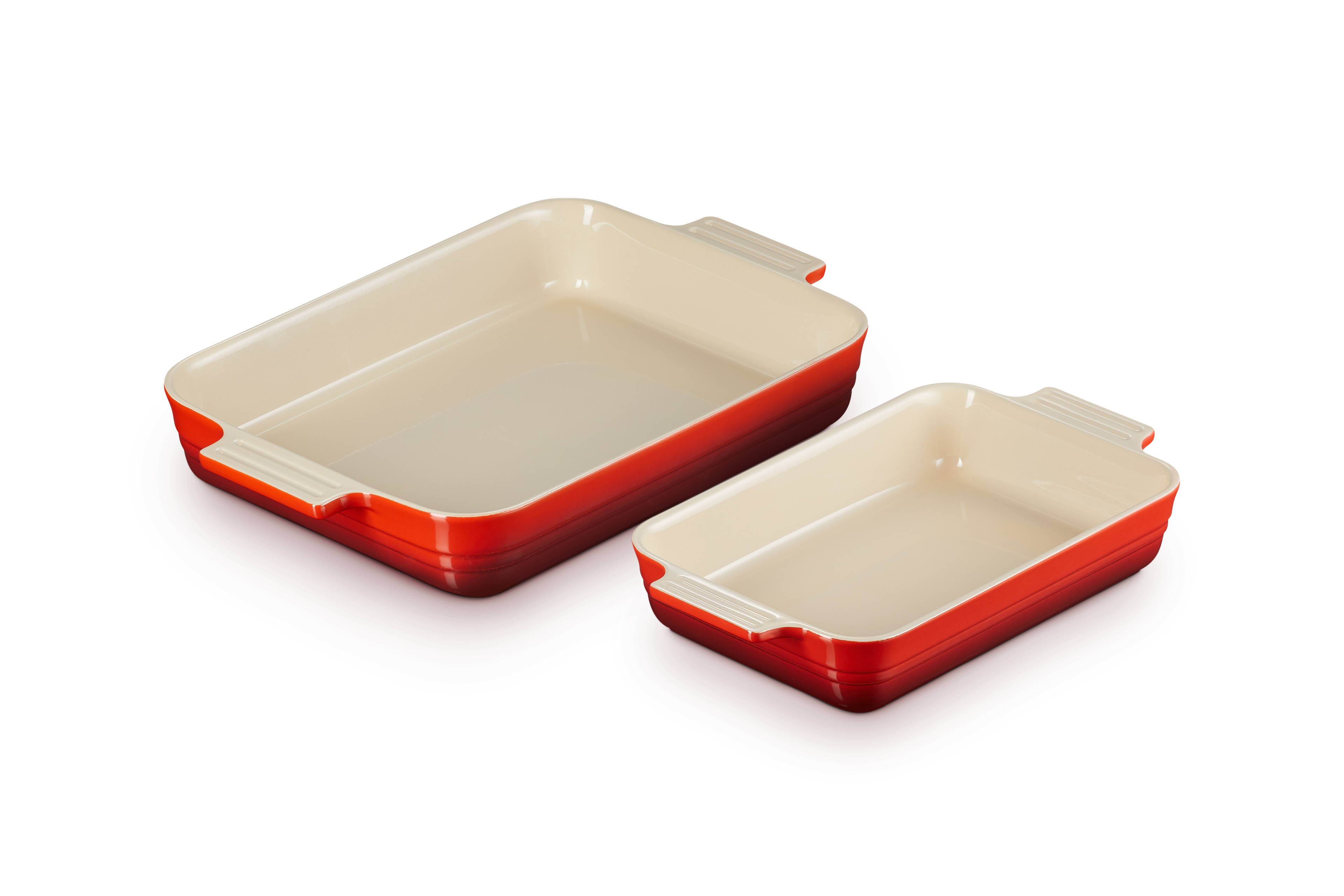 Set 2 Plats Rectangulaires Classique - Céramique - 25/32Cm - Cerise