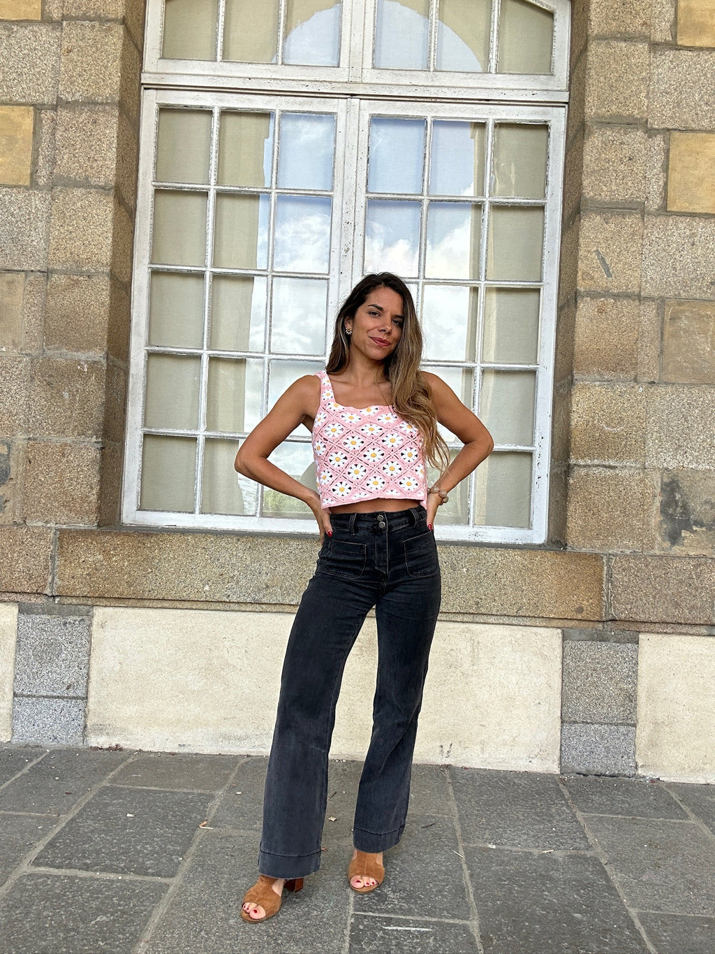 Pink Daisy Crochet Top