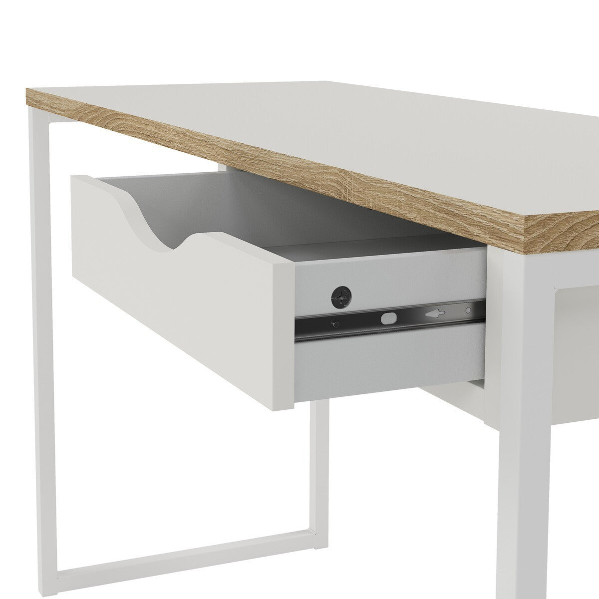 Function - Bureau 1 Tiroir Pieds Métal - Blanc