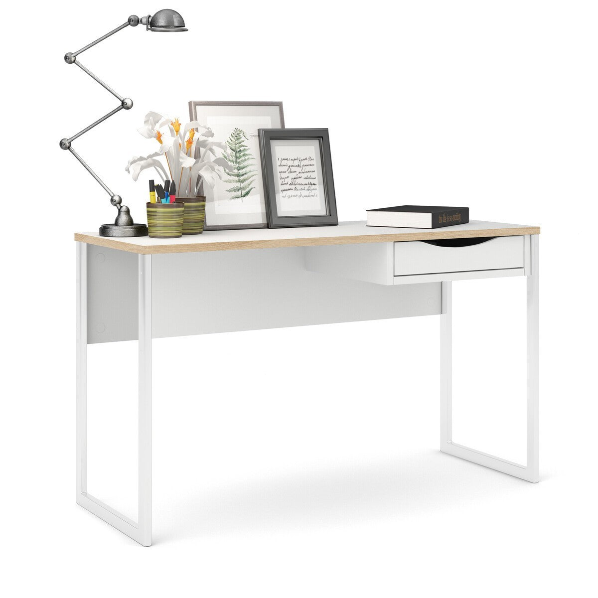 Function - Bureau 1 Tiroir Pieds Métal - Blanc
