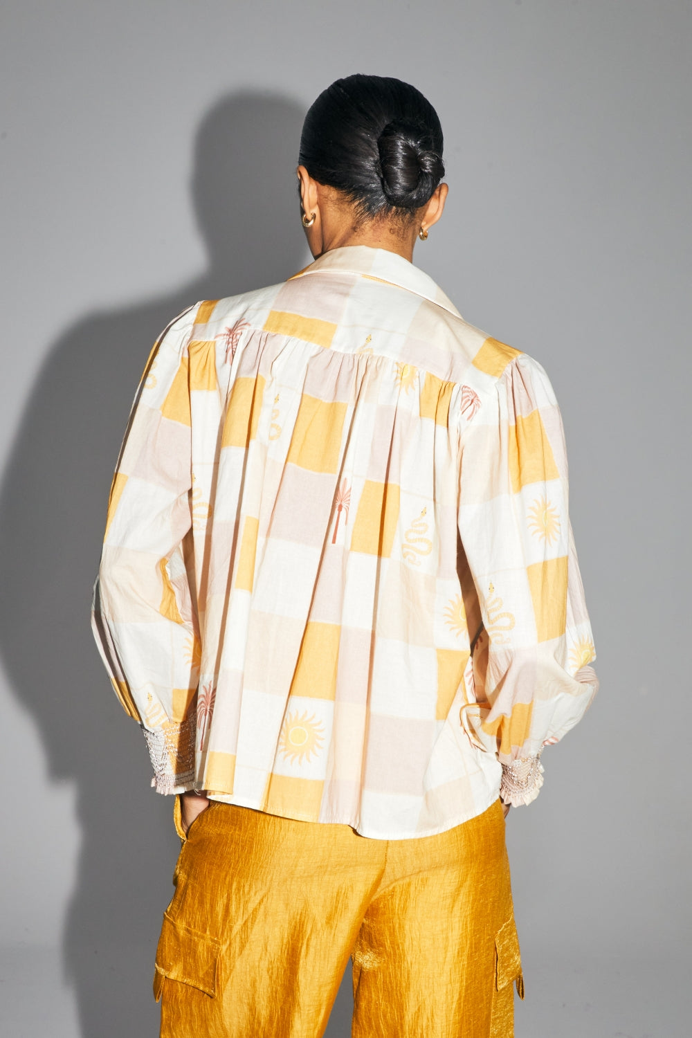 Camisa Nadia De Algodón Estampado Helios Made In Italy