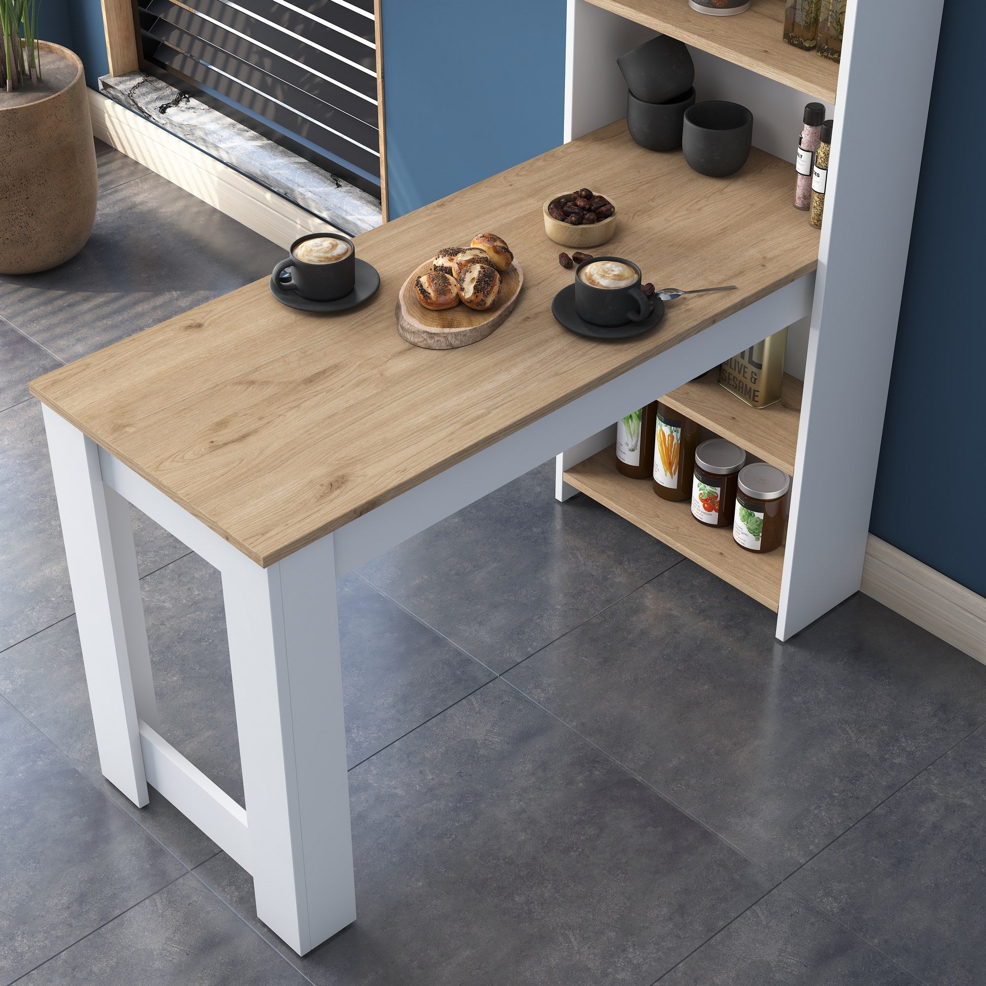 Tables De Cuisine Ja102 - Noyer / Blanc