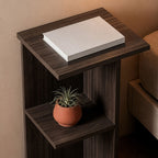 Leray - Square Bedside Table with Shelf - Walnut