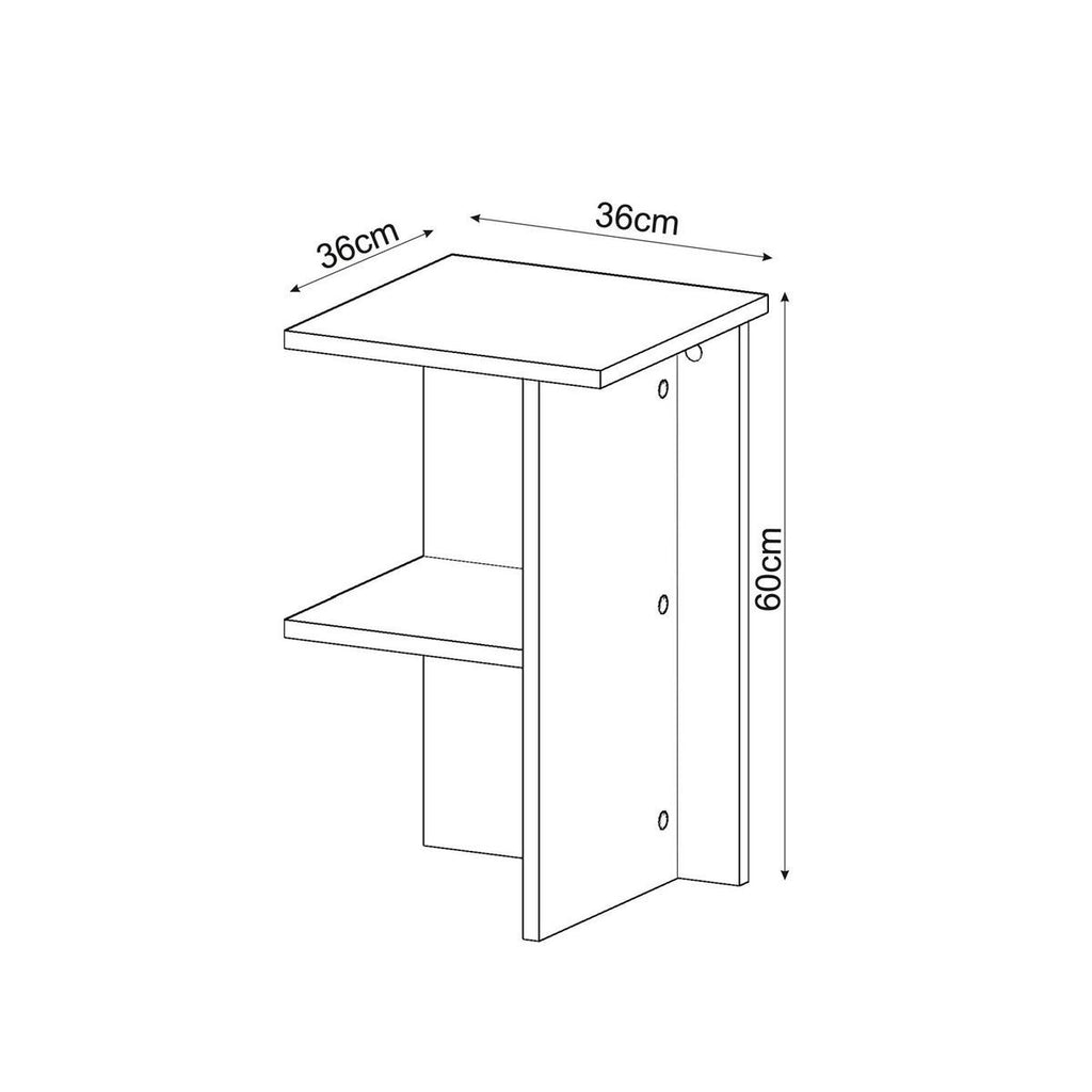 Leray - Square Bedside Table with Shelf - Walnut