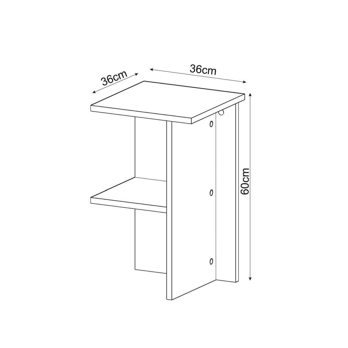 Leray - Square Bedside Table with Shelf - Walnut