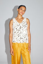 The Zelda Top With Gold Sequins And Feathers Made In Italy