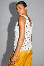 The Zelda Top With Gold Sequins And Feathers Made In Italy