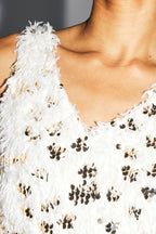 The Zelda Top With Gold Sequins And Feathers Made In Italy