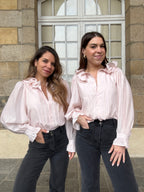 Blouse Brune Doux Rose
