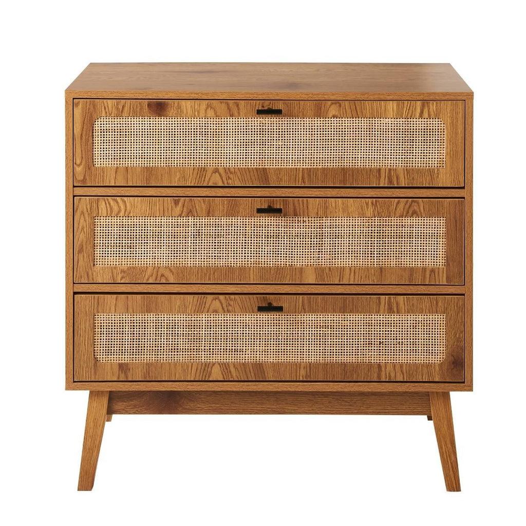 Alia - Commode 3 Tiroirs - Bois & Rotin