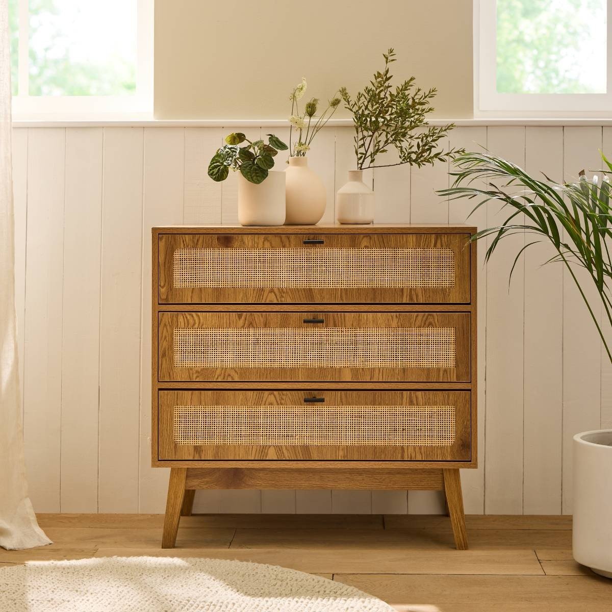 Alia - Commode 3 Tiroirs - Bois & Rotin