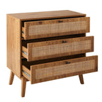 Alia - Commode 3 Tiroirs - Bois & Rotin