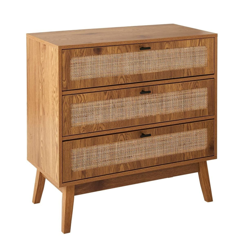 Alia - Commode 3 Tiroirs - Bois & Rotin