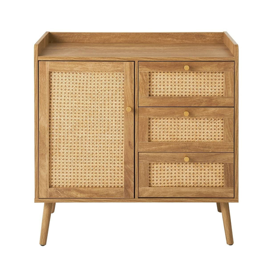 Palmo - Commode 3 Tiroirs / 1 Porte - Bois & Rotin