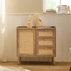 Palmo - Commode 3 Tiroirs / 1 Porte - Bois & Rotin