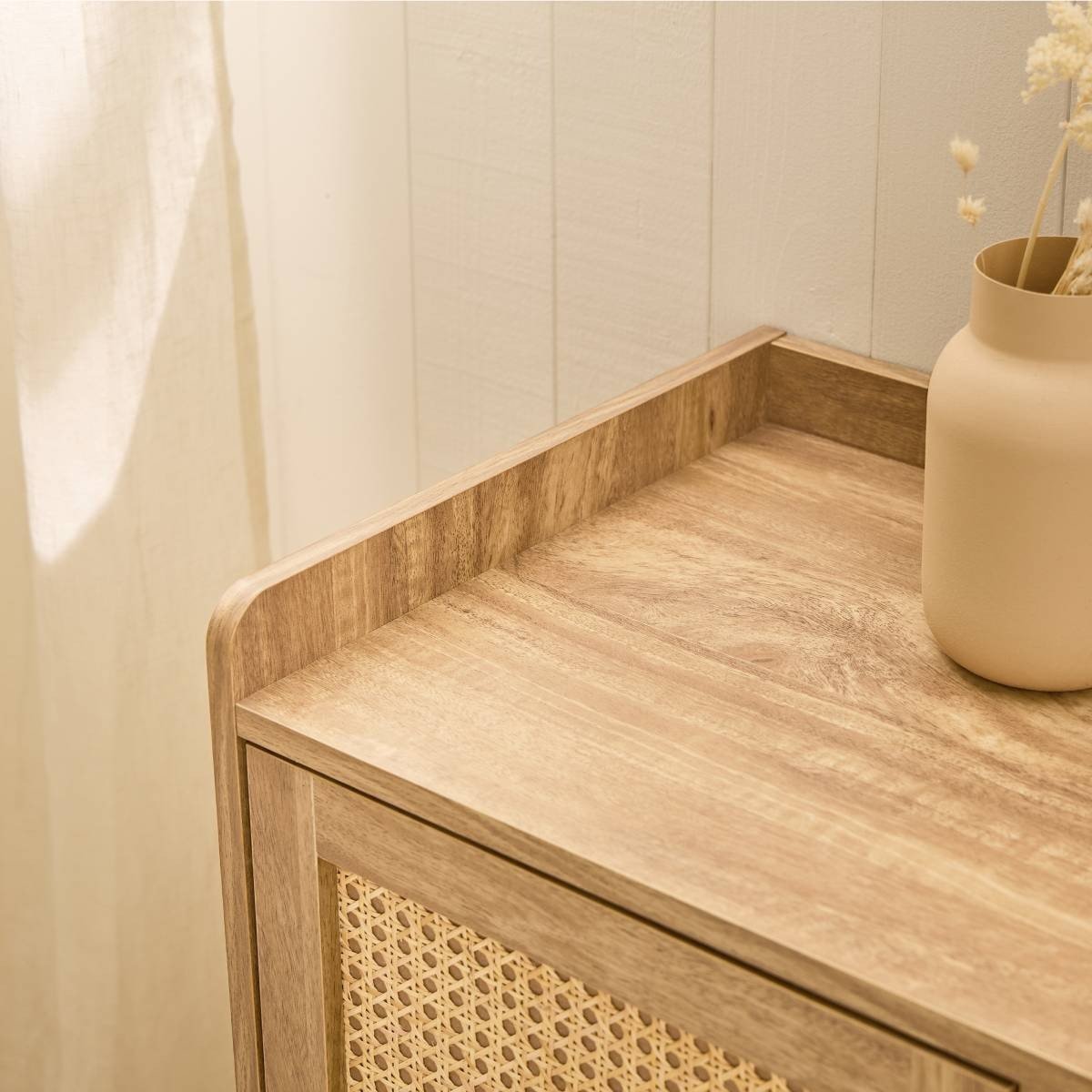 Palmo - Commode 3 Tiroirs / 1 Porte - Bois & Rotin