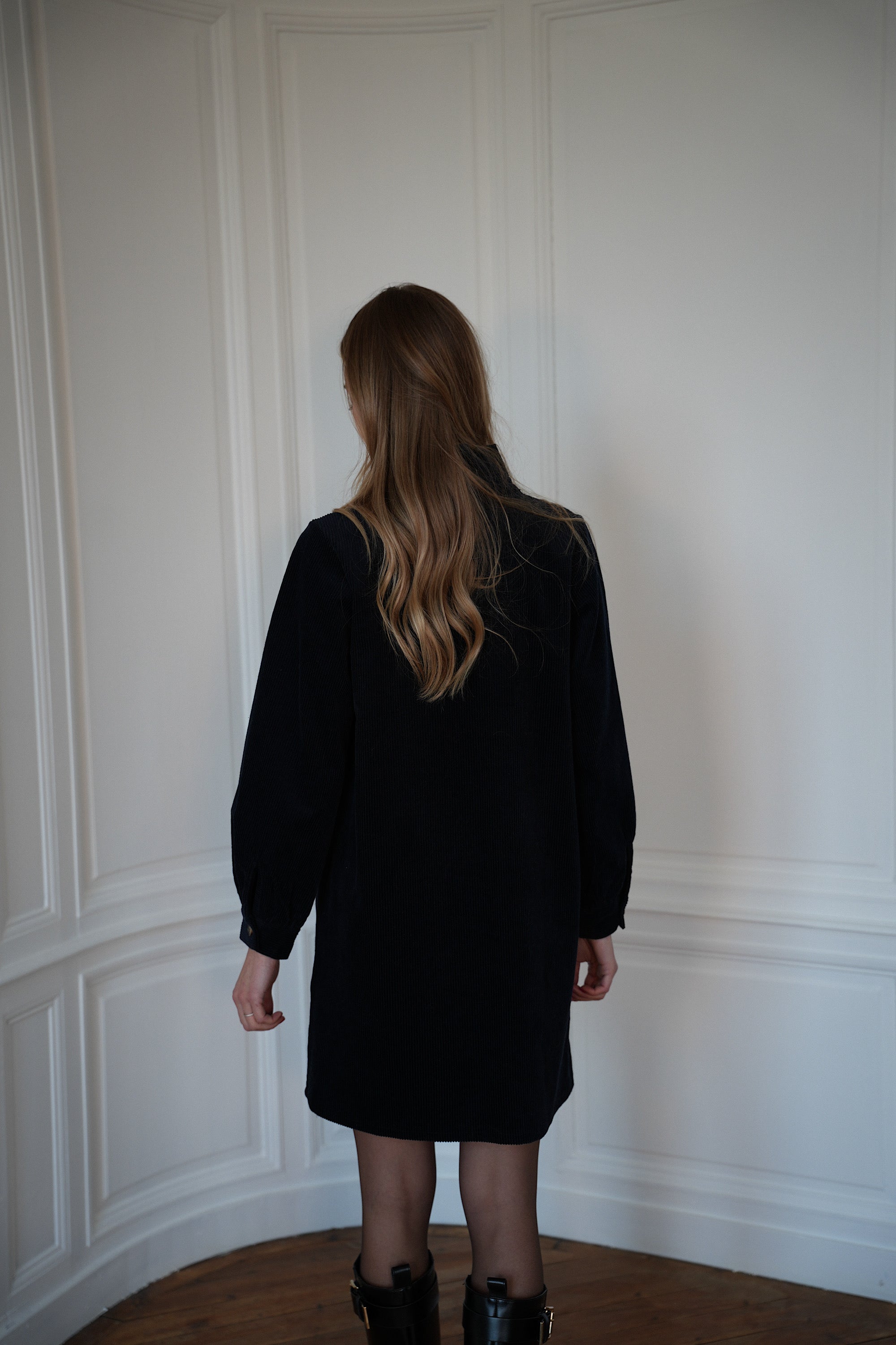 Robe En Velours Cristelle - Marine