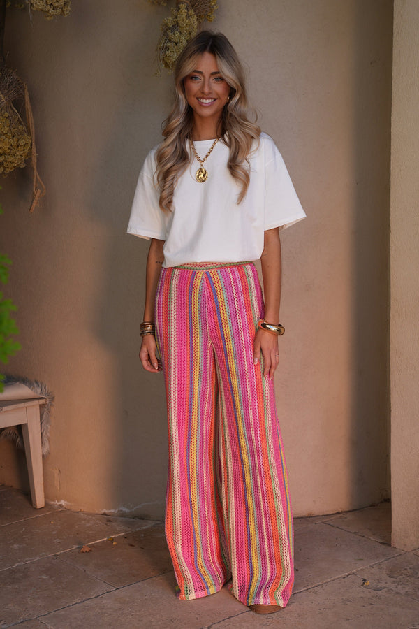 Talia Crochet Pants - Colorful