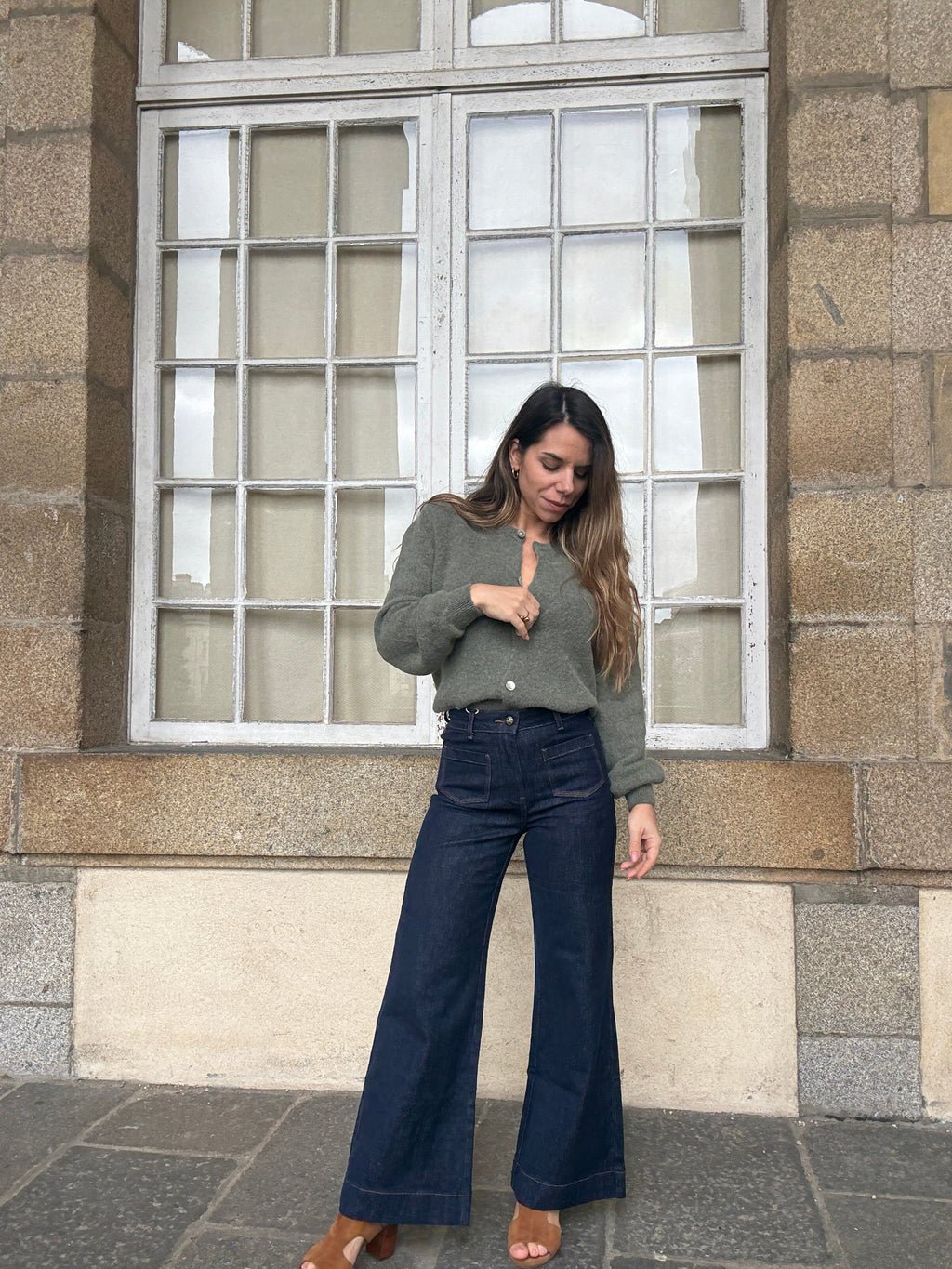 Prenda de punto de lana Léonie oliva