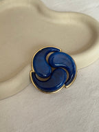 Broche Vintage - Spirale Bleue Et Dorée