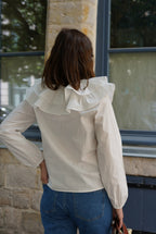 Joséphine Large Collar Blouse White