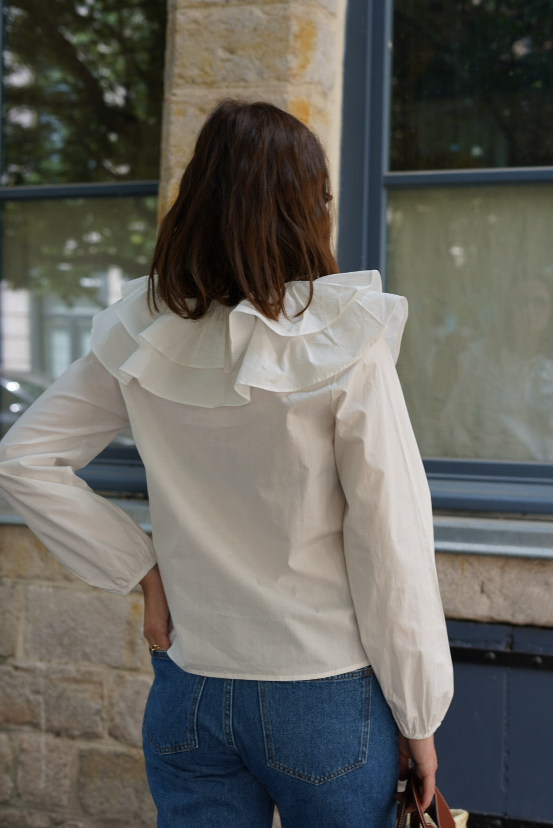 Joséphine Large Collar Blouse White