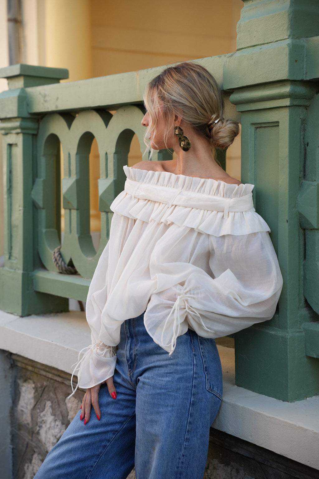 Blouse Col Bardot Aya - Crème