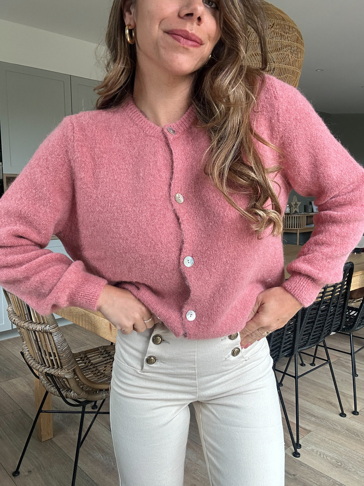 Léonie dusty pink wool knit