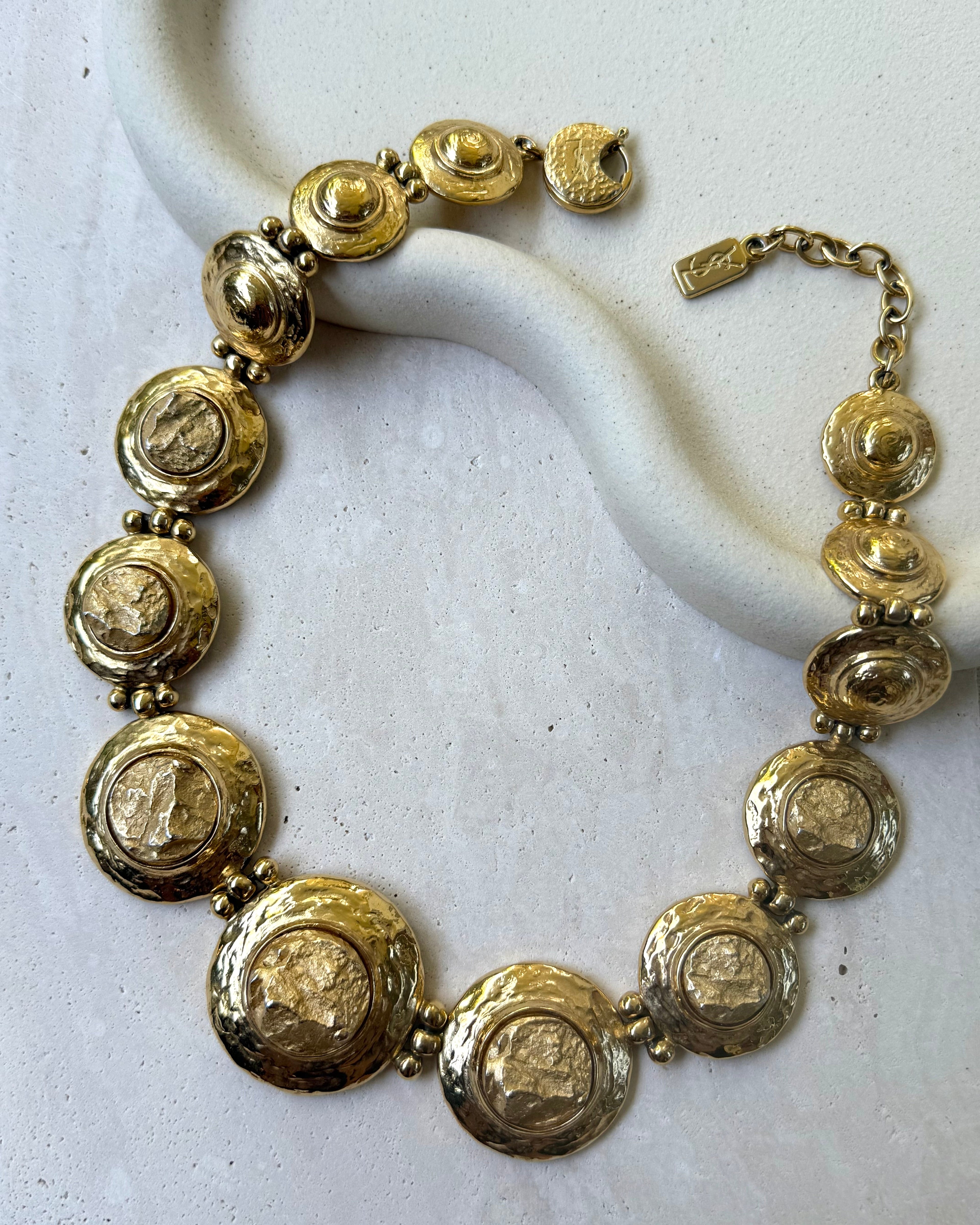 Collar Yves Saint Laurent Vintage - Relieve Martillado Xxl