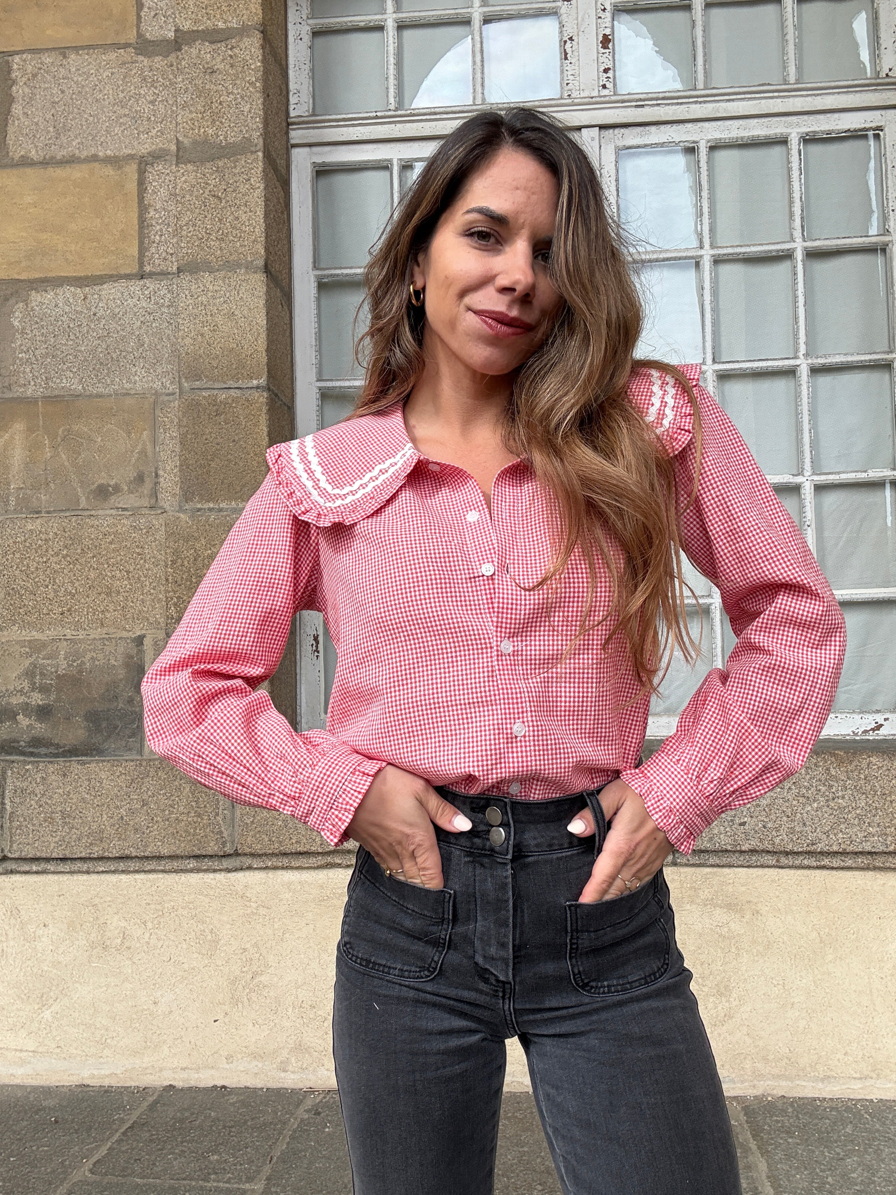 Anaëlle Claudine Collar Vichy Blouse
