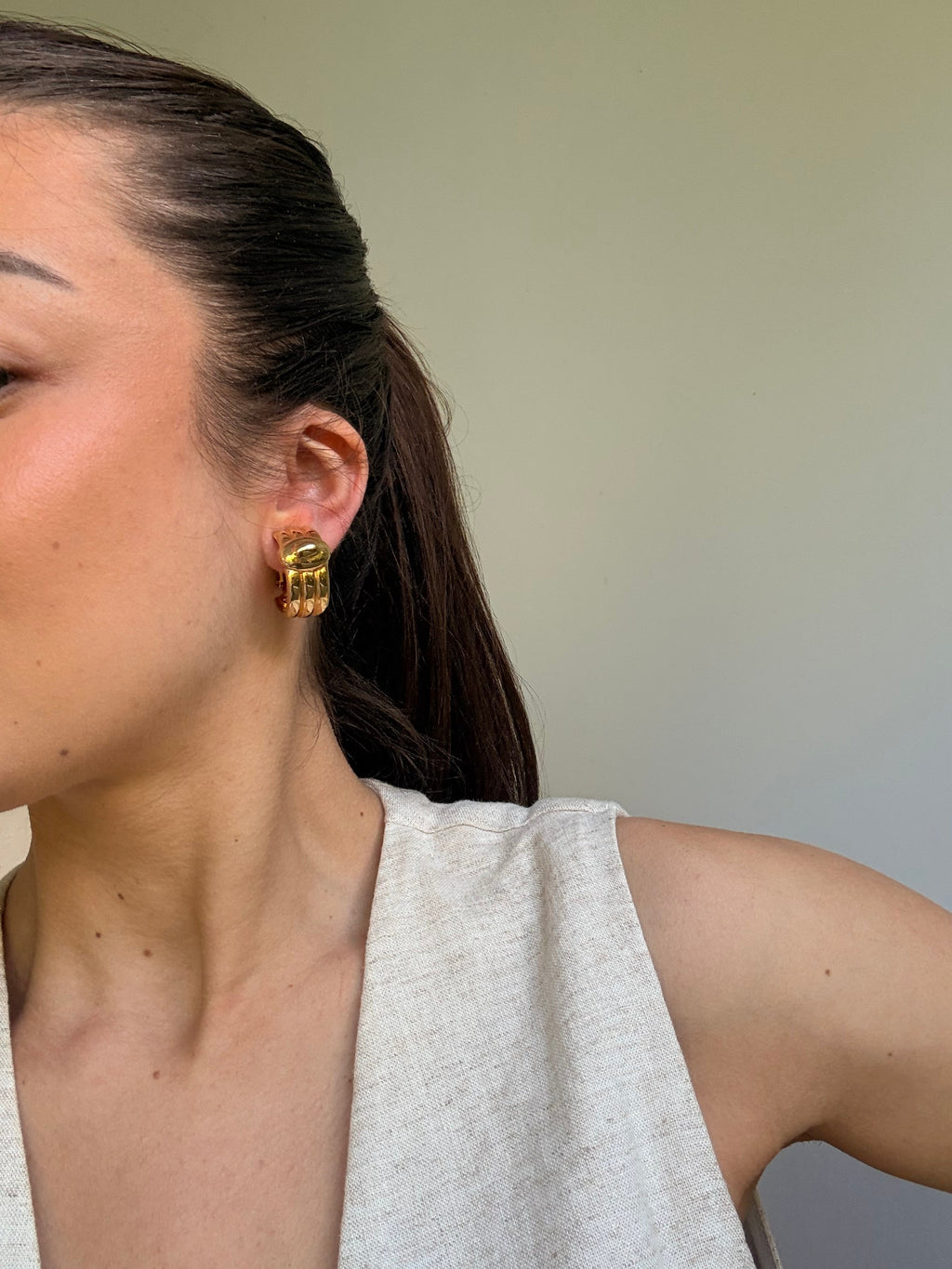 Vintage Earrings - Gold Twisted Hoops