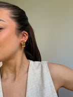 Vintage Earrings - Gold Twisted Hoops