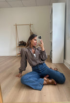 Sybille brown check blouse