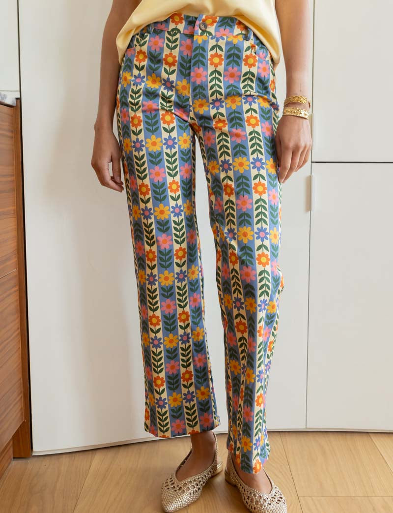 Jeans A Righe Floreale Jony