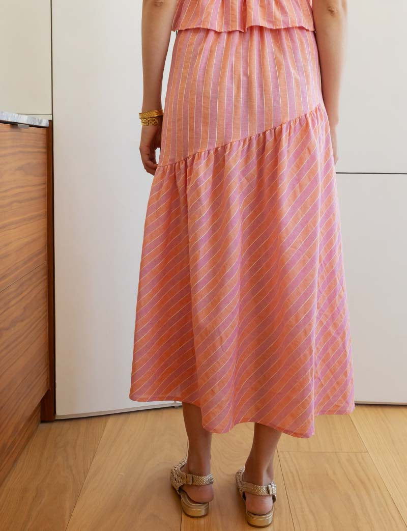 Falda coral y lila Marisol