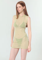 Knit Hooded Dress - Lime