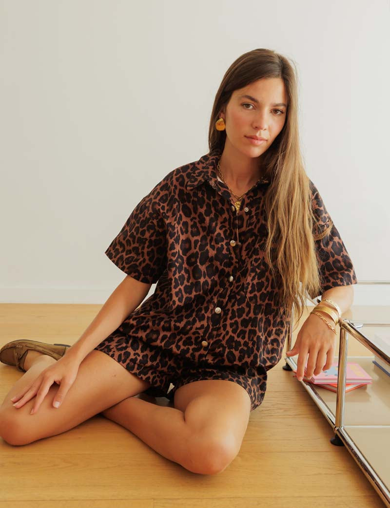 Leopardmönstrad Jumpsuit Laga