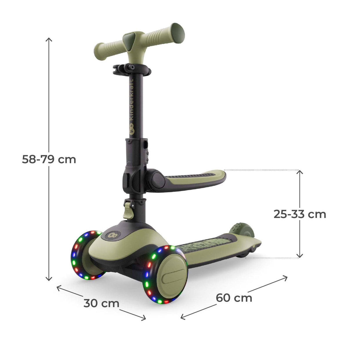 Halley 2 Green 2-in-1 Evolving Scooter with Seat
