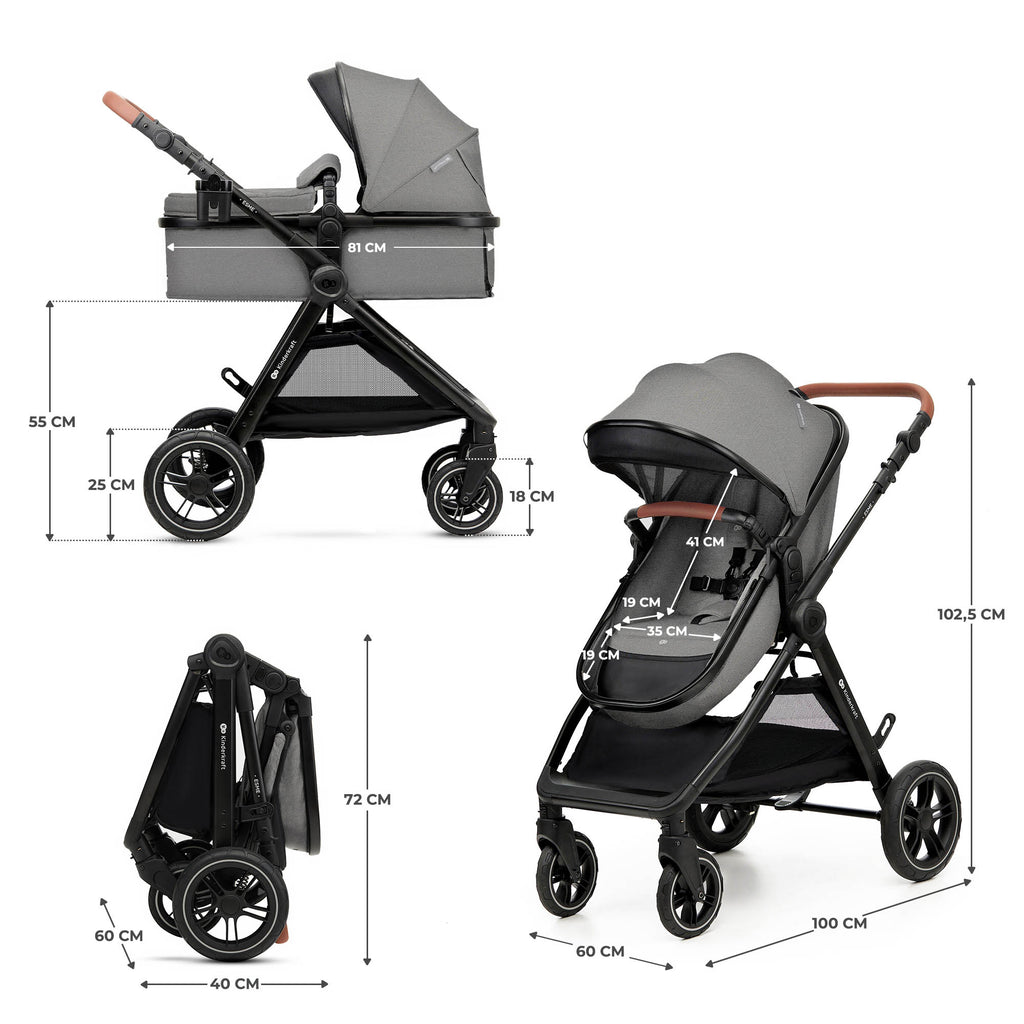 Cochecito Multifuncional 3 En 1 Esme Pro Gris