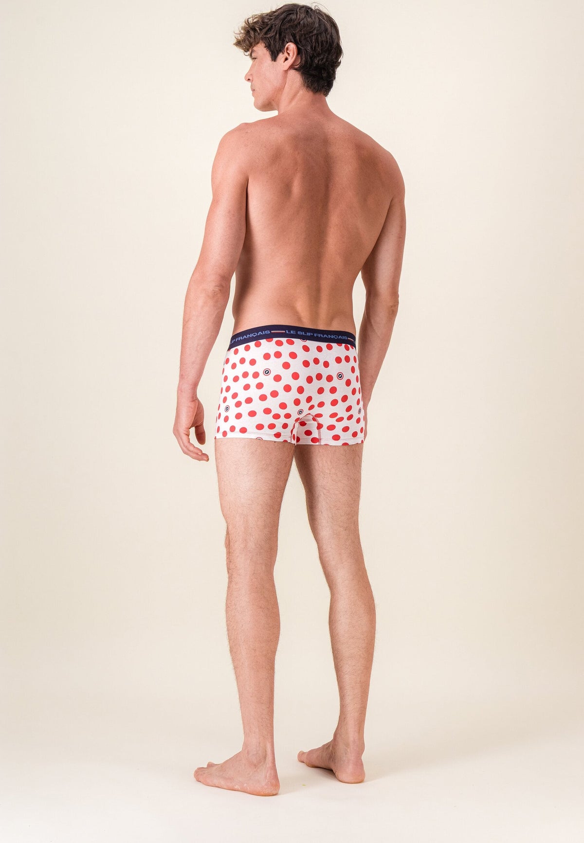 Prikkede boxershorts Redoutable i bomuld med klatrerprint - Hvid rød